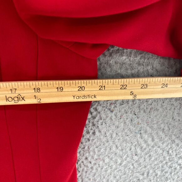 Le Suit Set Womens 12 Red Pleated Jacket Button Up Below Knee Skirt 2 Piece Work - Picture 16 of 16